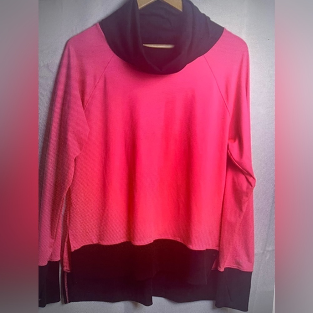 Victoria Secret Sport Pink Black Cowl Neck Pullover Sweatshirt Size M